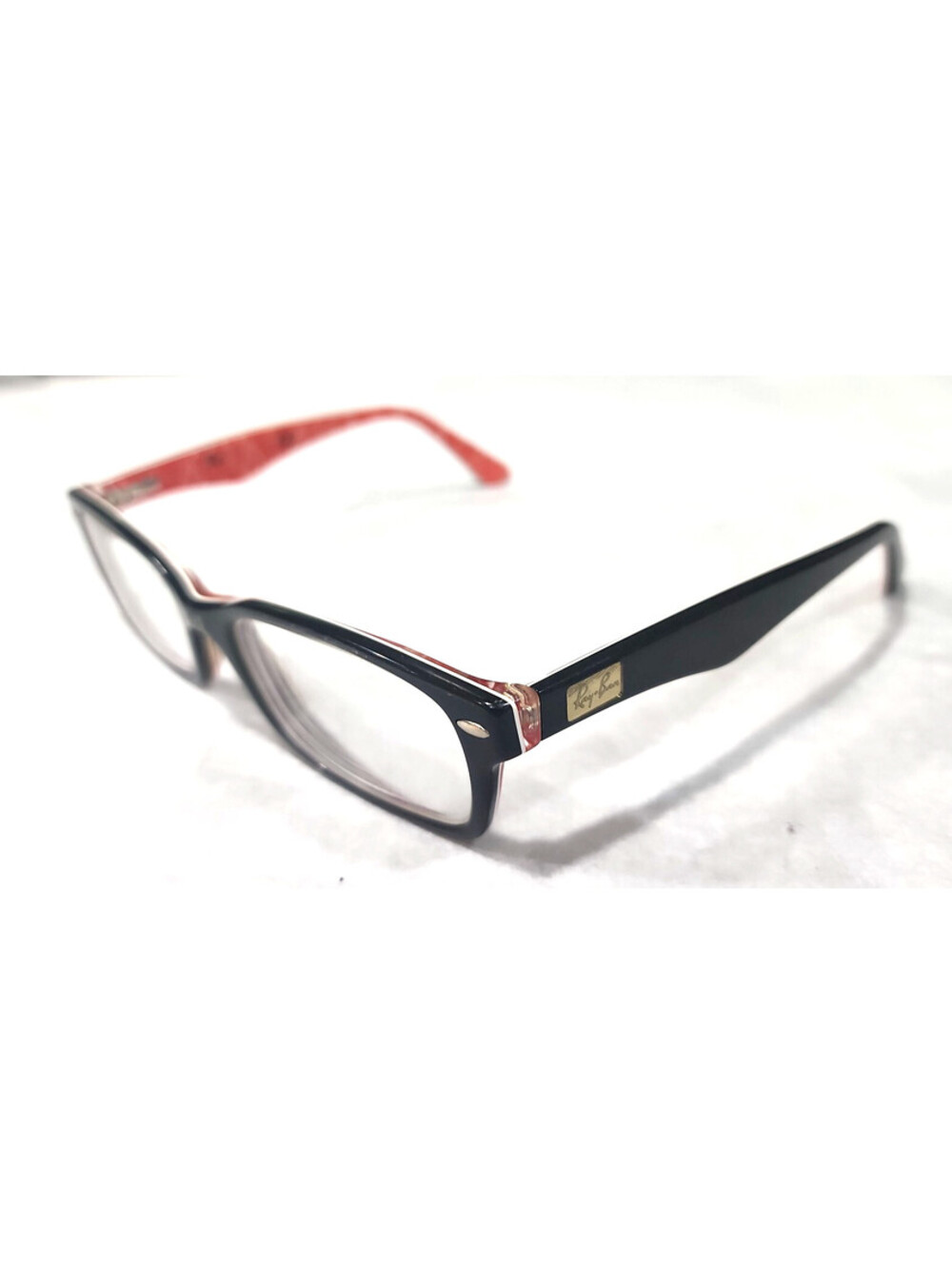 Ray Ban RB5206 2479 Black Red Rectangle Eyeglasses 52-18 140 SA